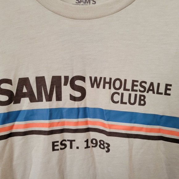Sam's Wholesale Club Retro Tee Unisex Short Sleeve Beige T-Shirt NWT - Picture 2 of 3